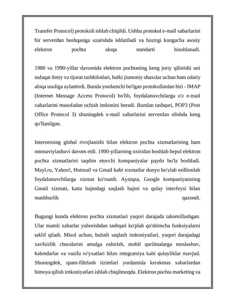 INTERNET VA INTERNET XIZMATLARI.ELEKTRON POCHTA XIZMATLARI 4