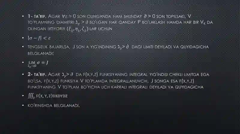 Uchkarrali integral lar va ularni hisoblash 4
