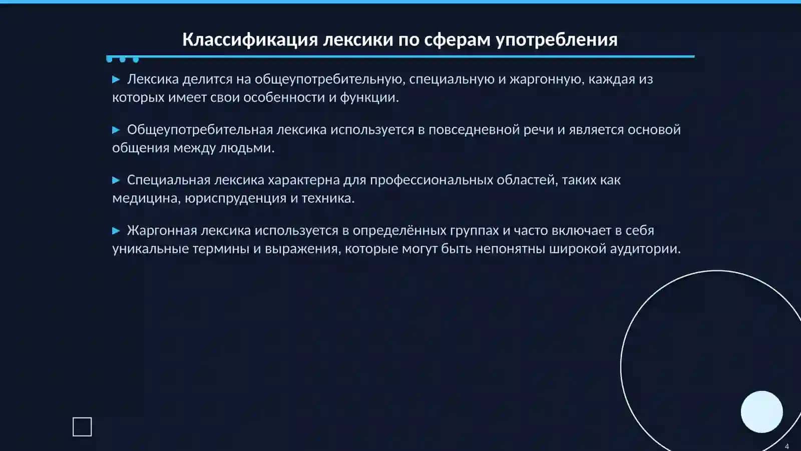 Стилистический анализ лексики: сфера употребления 4
