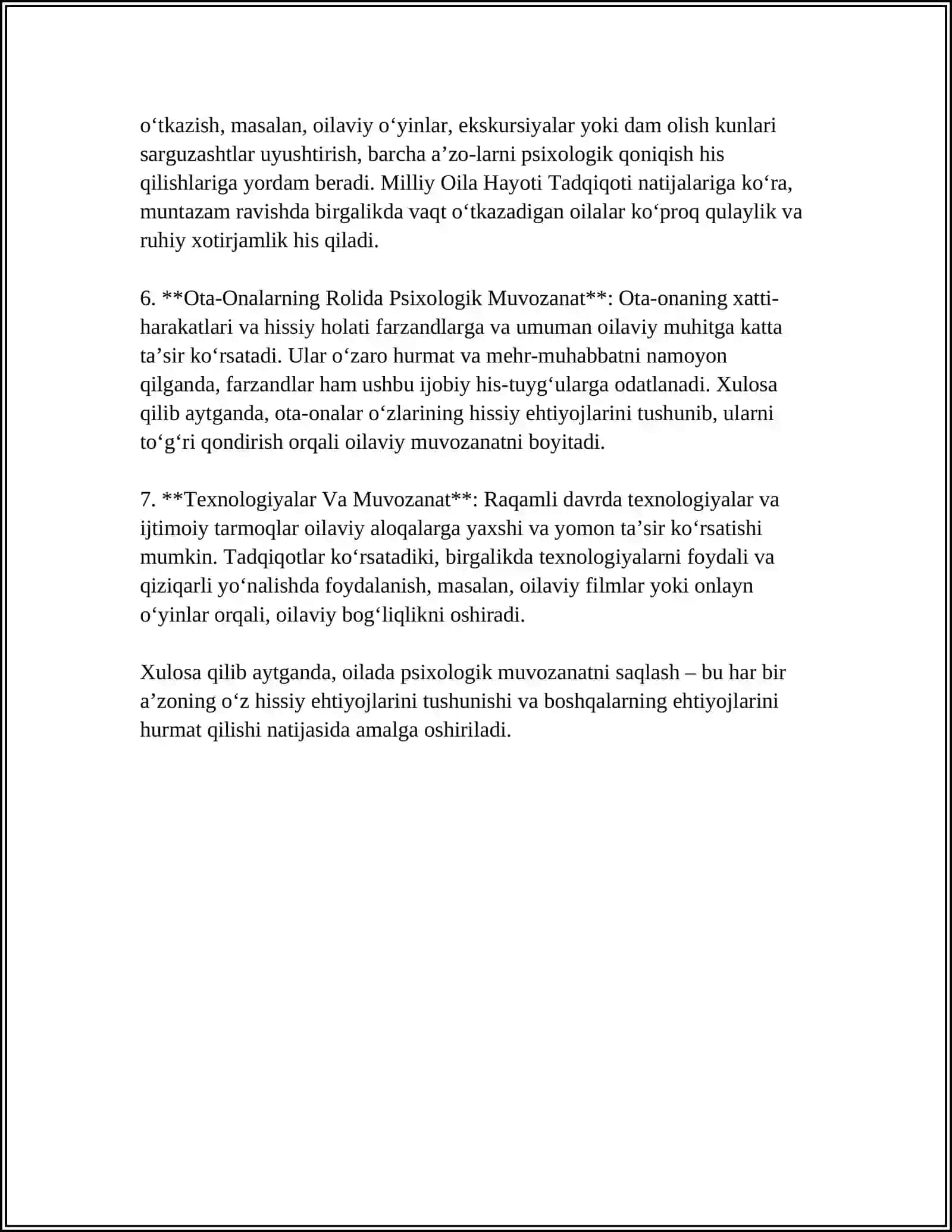 OILA PSIXOLOGIK MUVOZANATI 4