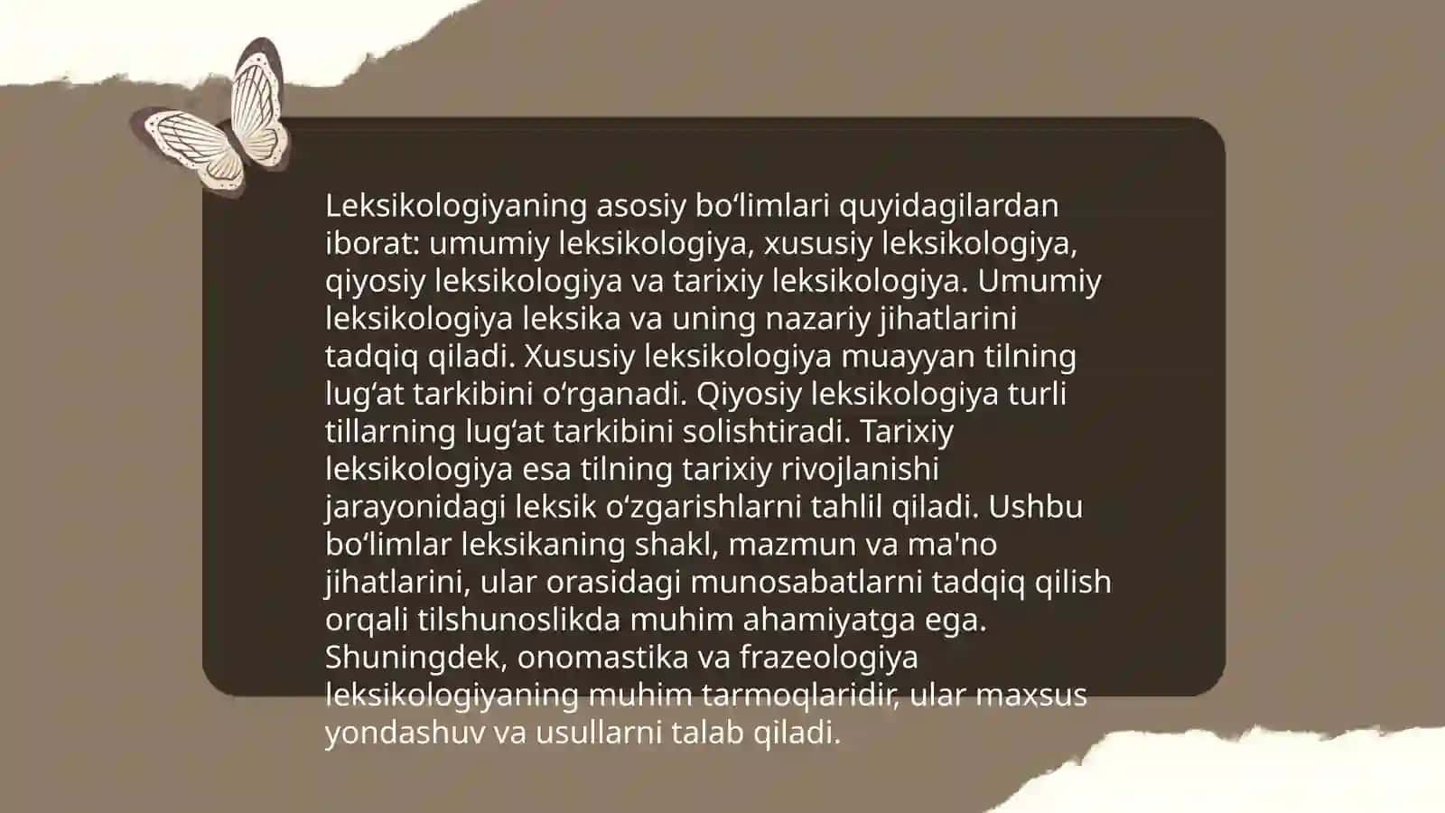 Tilning lug‘aviy birliklari.Leksikologiya 4