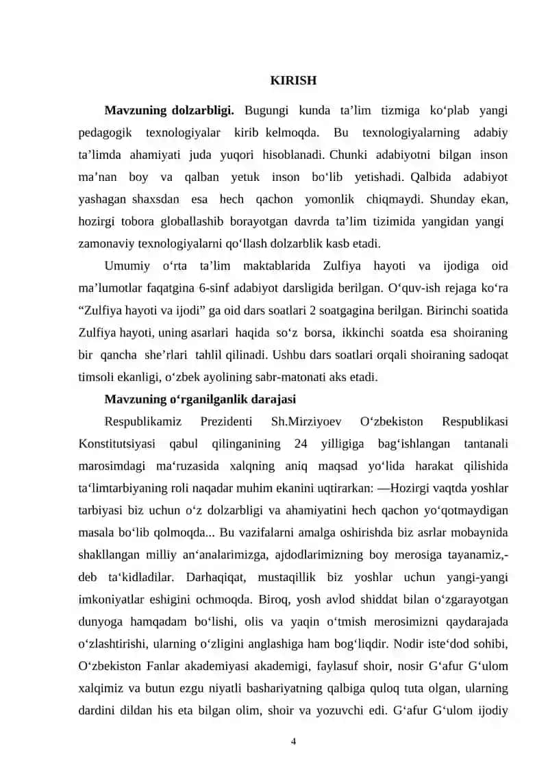 Adabiy taʼlimda Zulfiya hayoti va ijodini zamonaviy texnologiyalar asosida o‘rganish 4