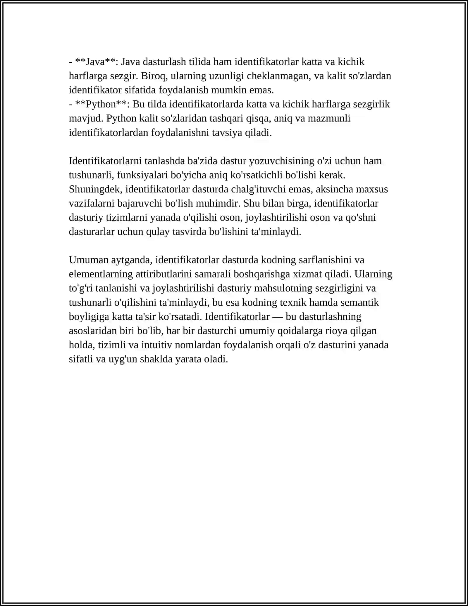 IDENTIFIKATOR VA O'ZGARUVCHILAR 4