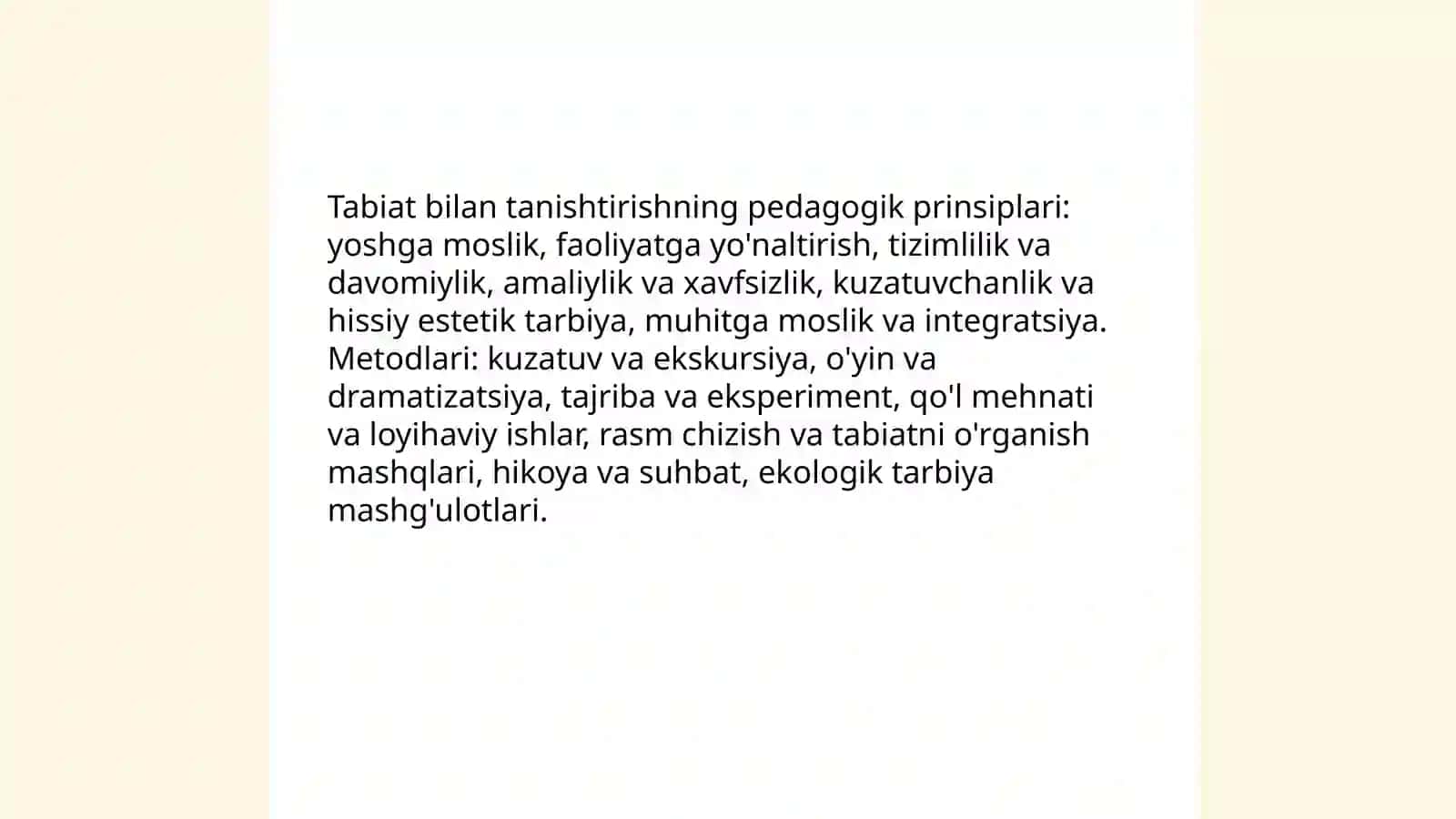 Maktabgacha yoshdagi bolalarni ôlkamiz tabiati bilan tanishtirish va ôtkazish metodikasi 4