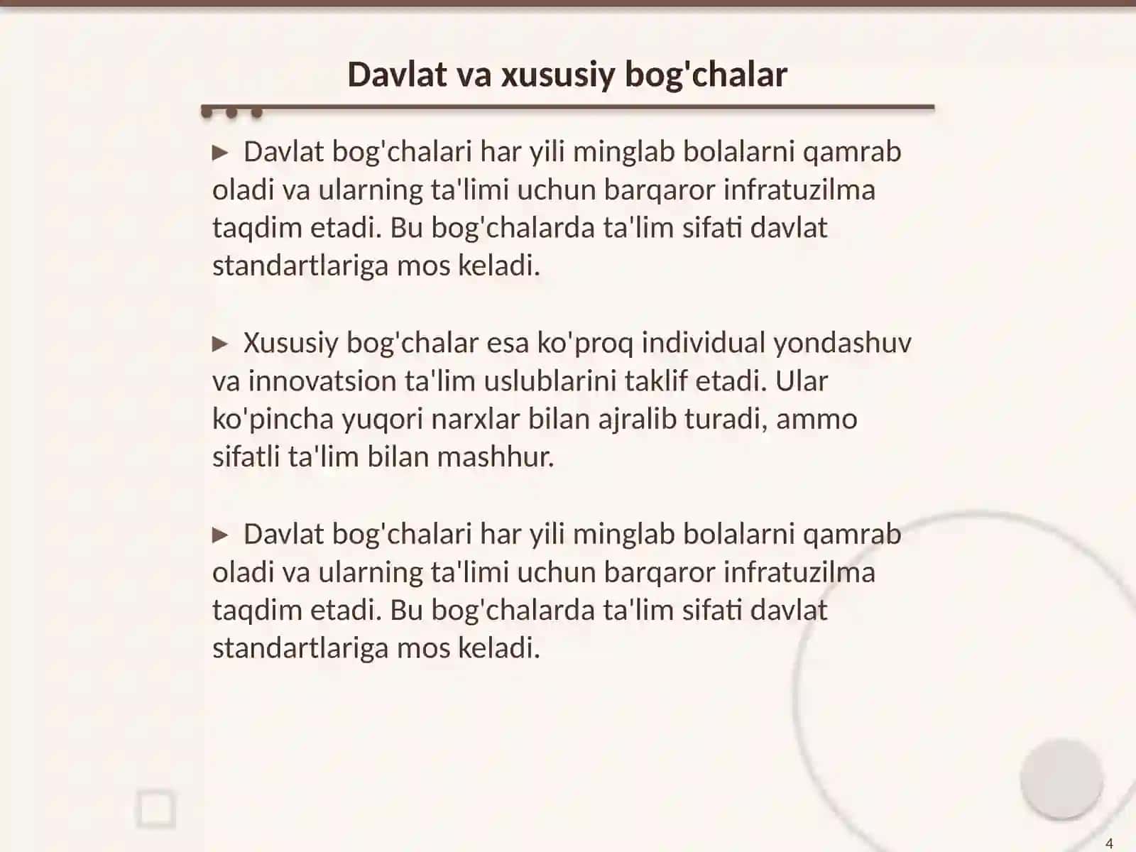Maktabgacha taʼlim tashkiloti turlari 4