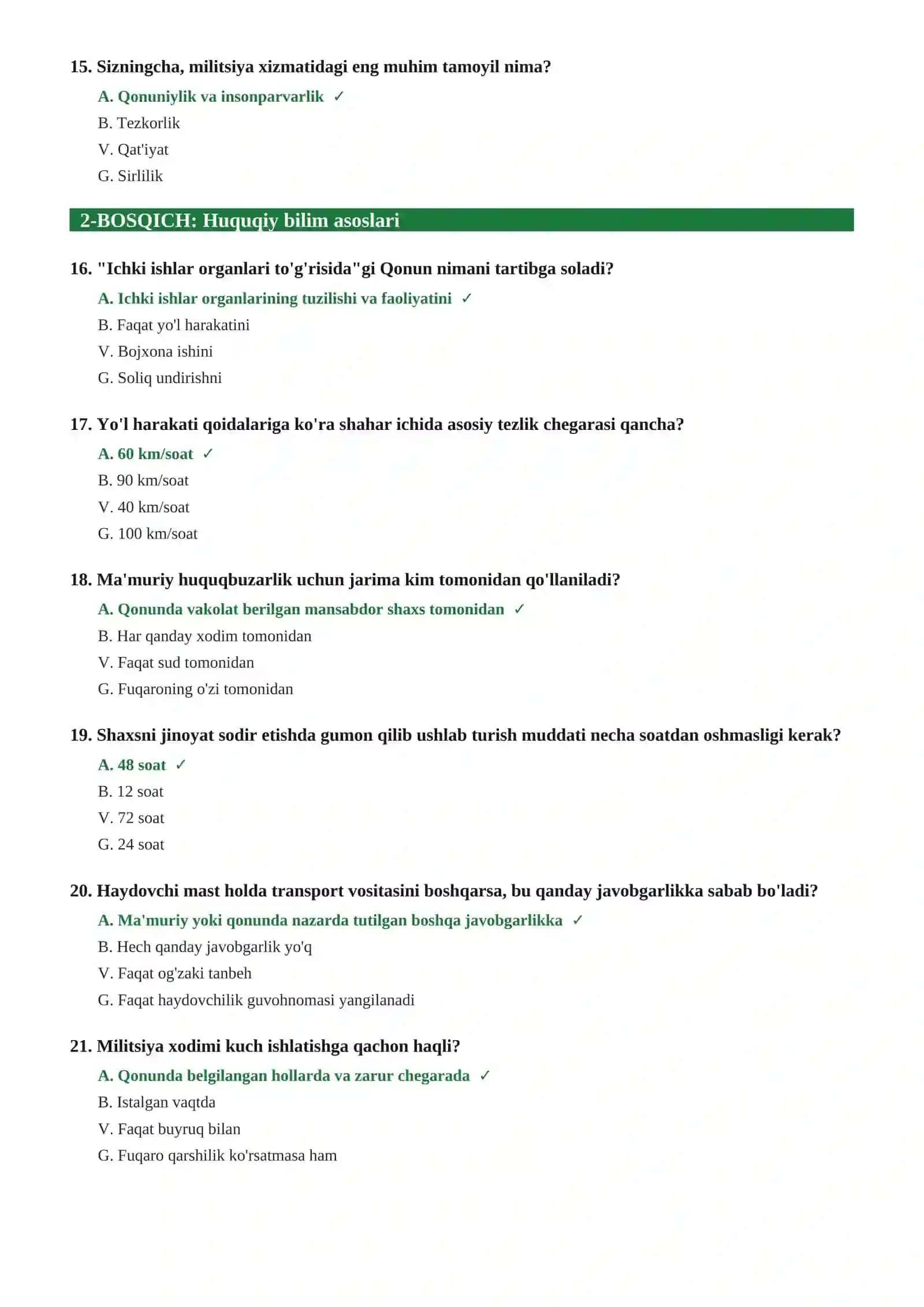 Militsiya test savollari 2026 4