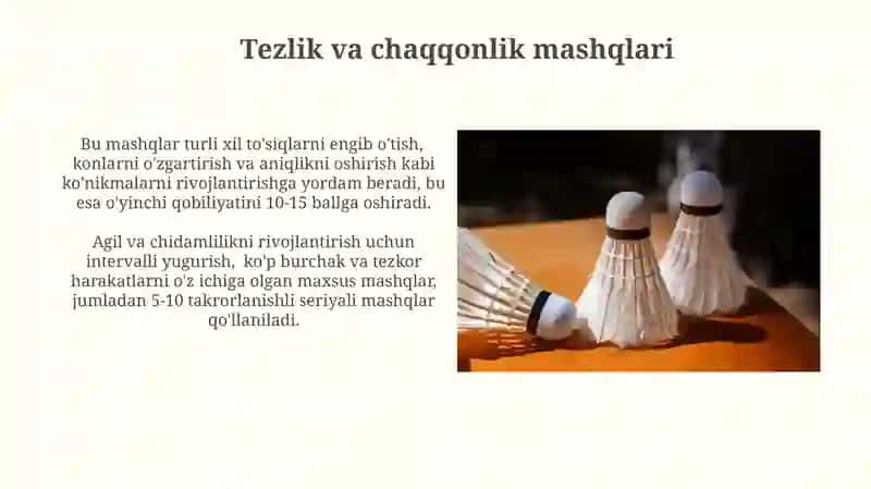 Badminton o‘yinida tayyorgarlik turlarining o‘rni va ahamiyati 4