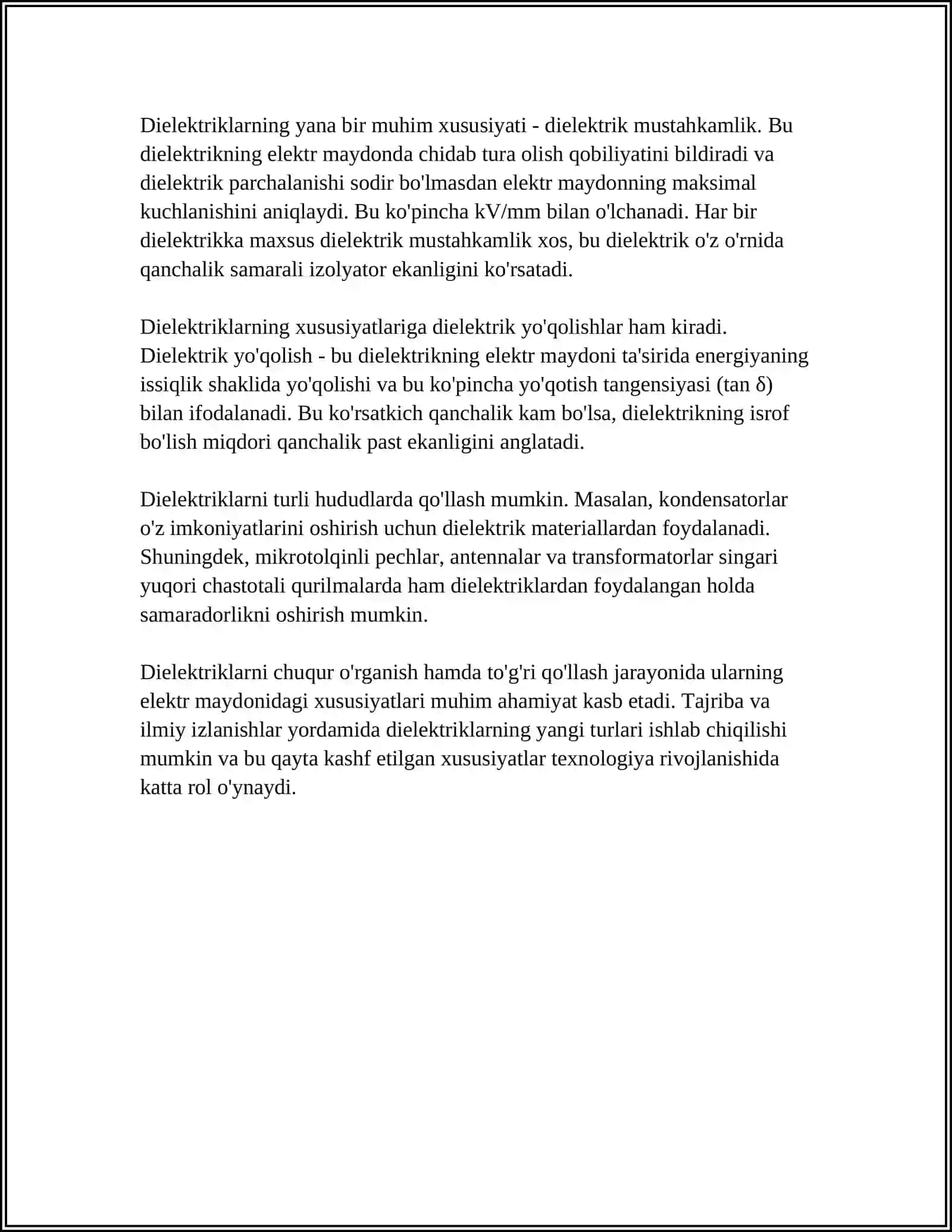 ELEKTR MAYDONI ICHIDA DIELEKTRIKLAR 4