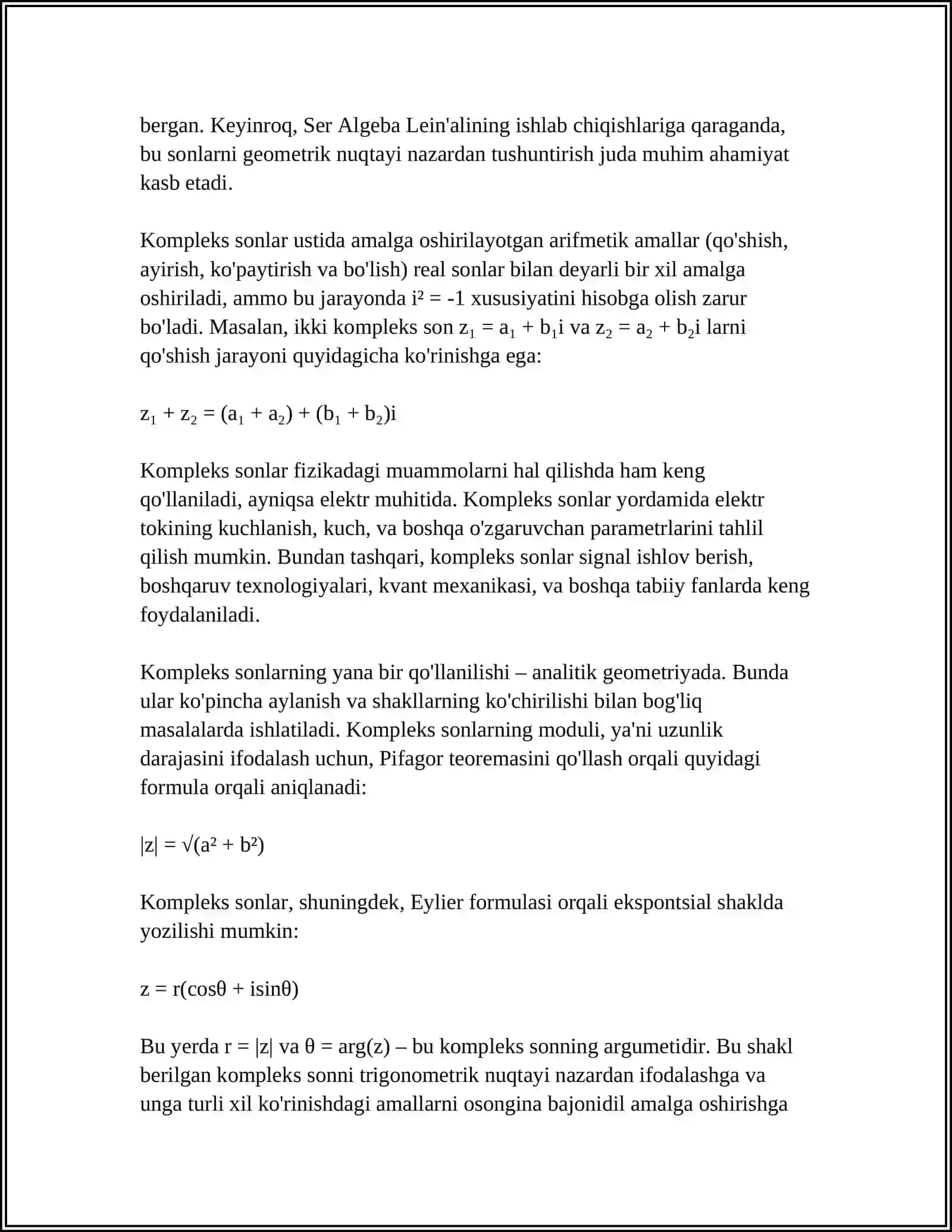 KOMPLEKS SONLAR 4