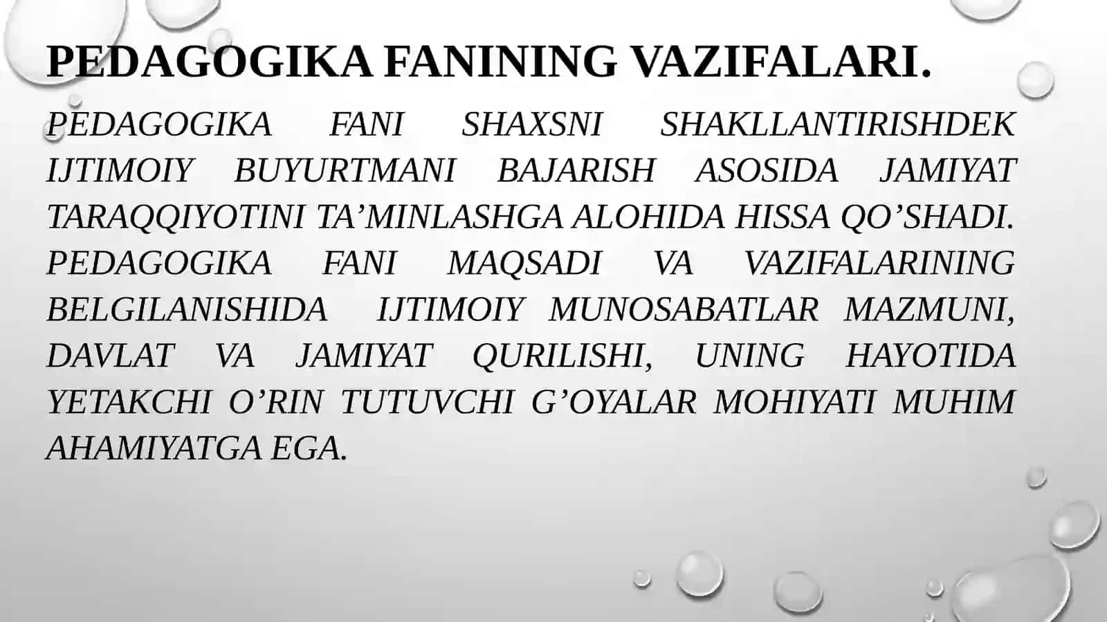 Boshlang’ich ta'lim pedagogikasi fanining predmeti maqsadi vazifalari 4