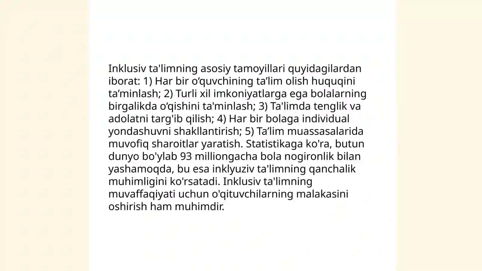 Imkoniyati cheklangan bolalarni umumtaʼlim maktablarida oʻqitish konseptual talablar 4