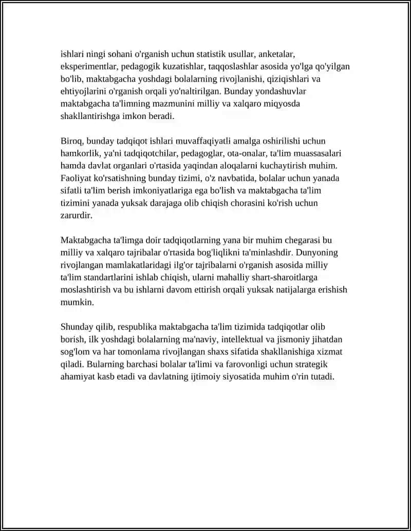 RESPUBLIKADA MAKTABGACHA TAʼLIMGA DOIR TADQIQOT ISHLARINING MAZMUNI MOHIYATI 4