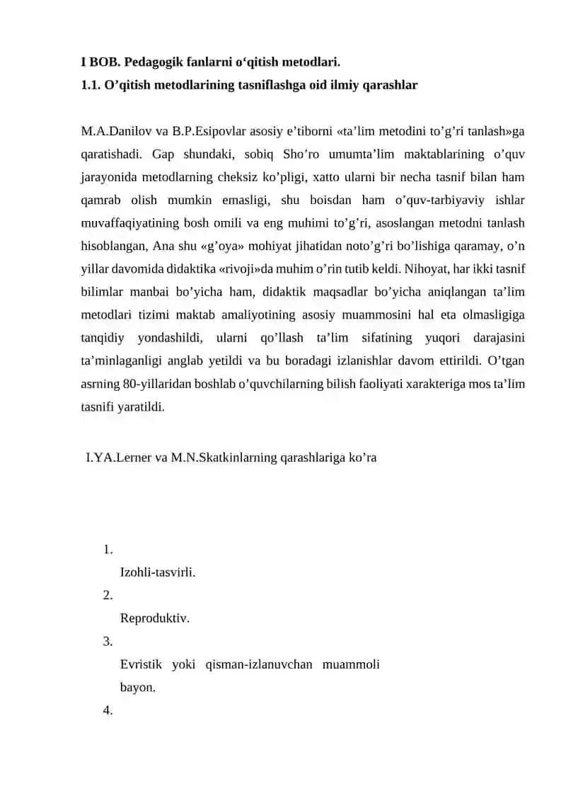 PEDAGOGIK METODLARNI O'QITISHDA TA'LIMNING KO'RGAZMALI METODLARIDAN FOYDALANISH YO'LLARI 4