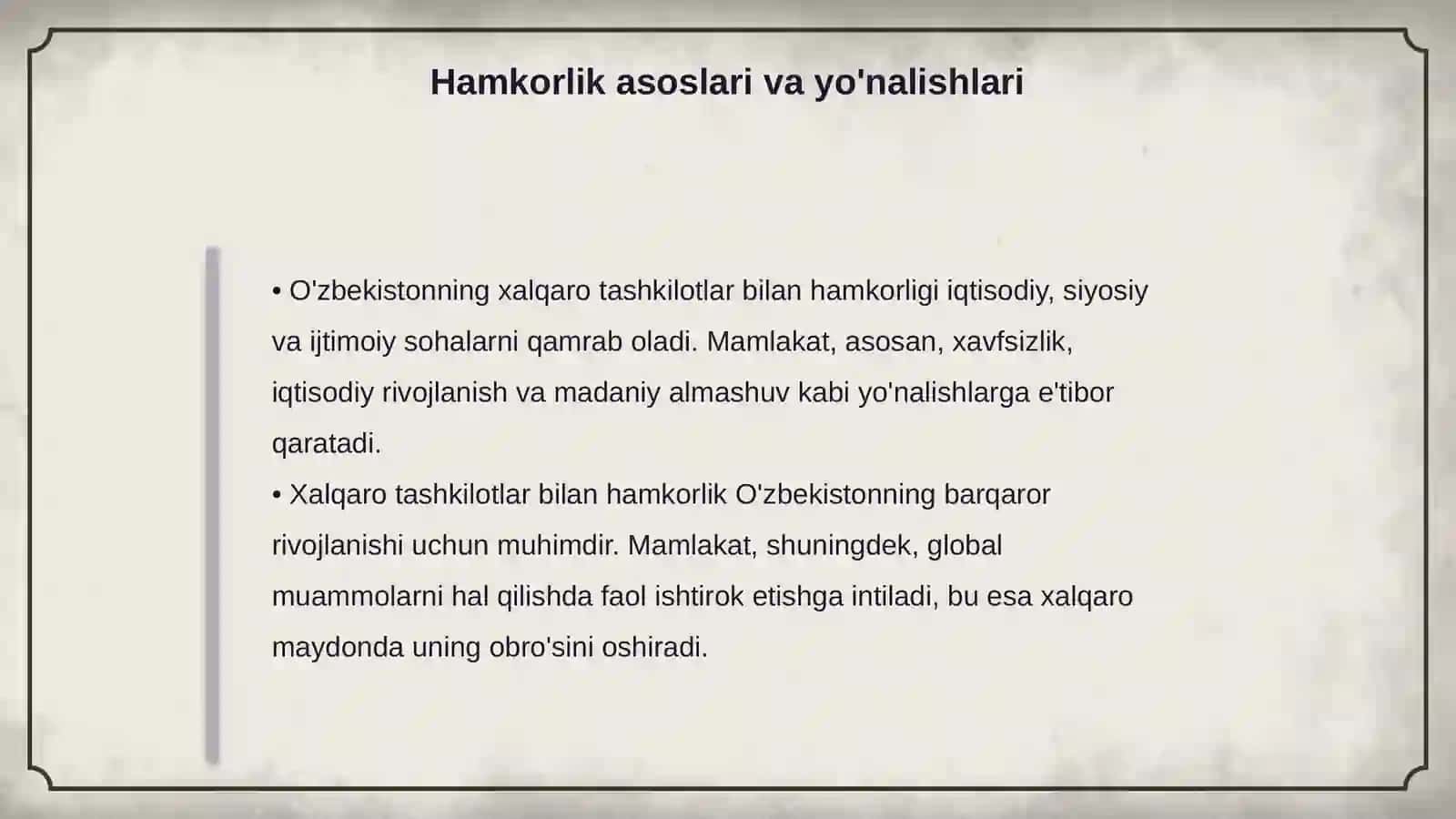 O'zbekistonning xalqaro tashkilotlar bilan hamkorlik aloqalari 4
