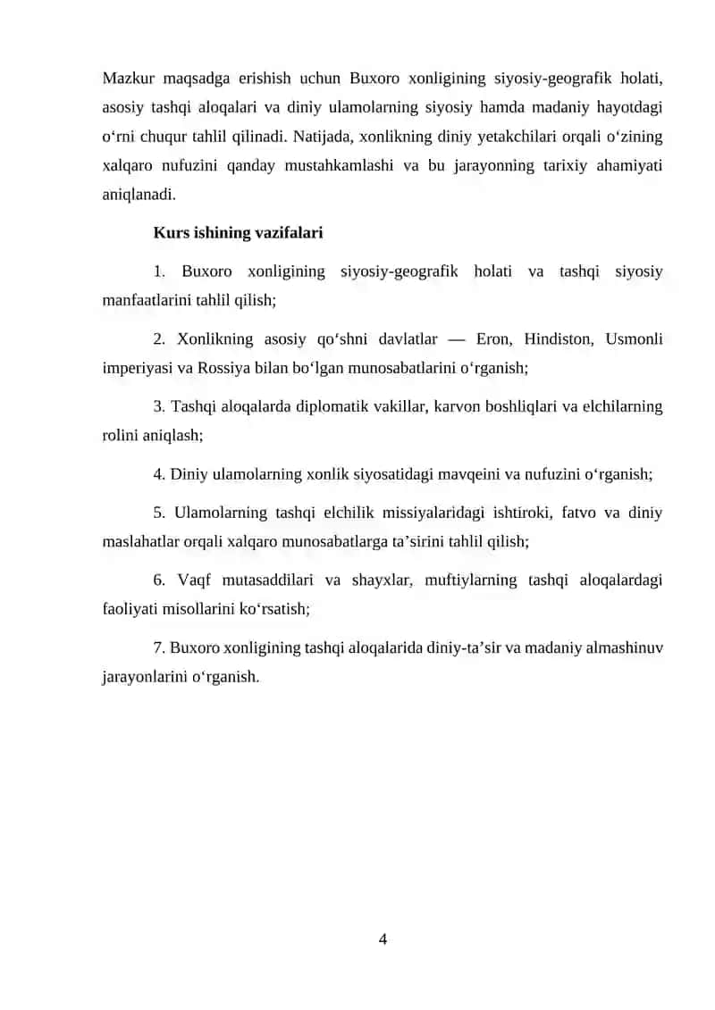 Buxoro xonligining tashqi aloqalarida diniy ulamolarning o'rni 4
