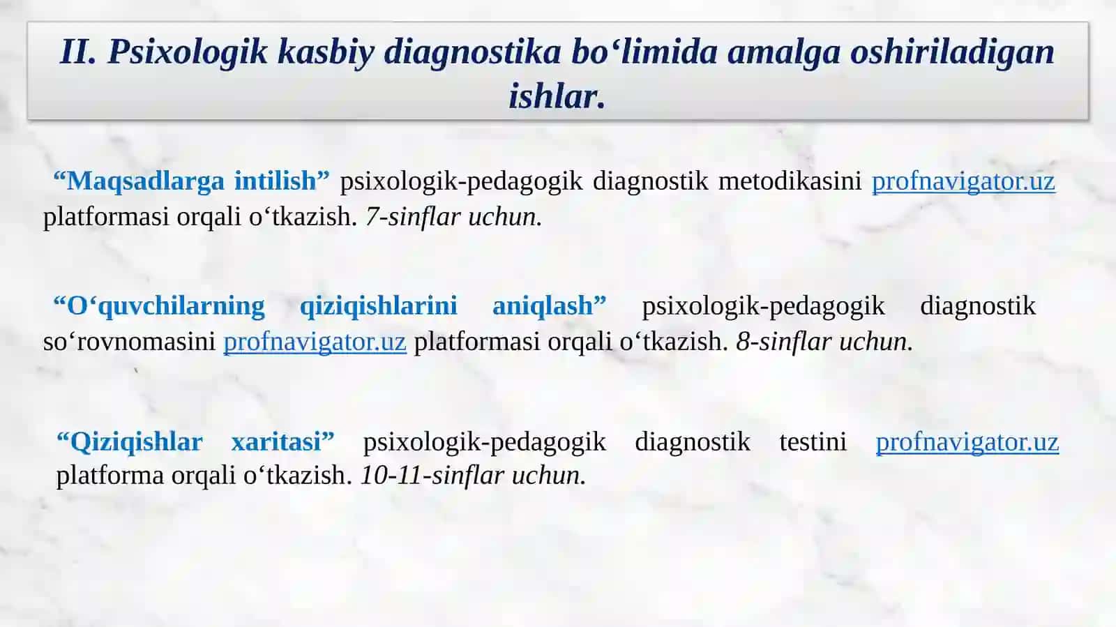 O‘QUVCHILARNI KASB-HUNARGA YO‘NALTIRISHVA PSIXOLOGIK-PEDAGOGIK RESPUBLIKATASHXIS MARKAZI 4
