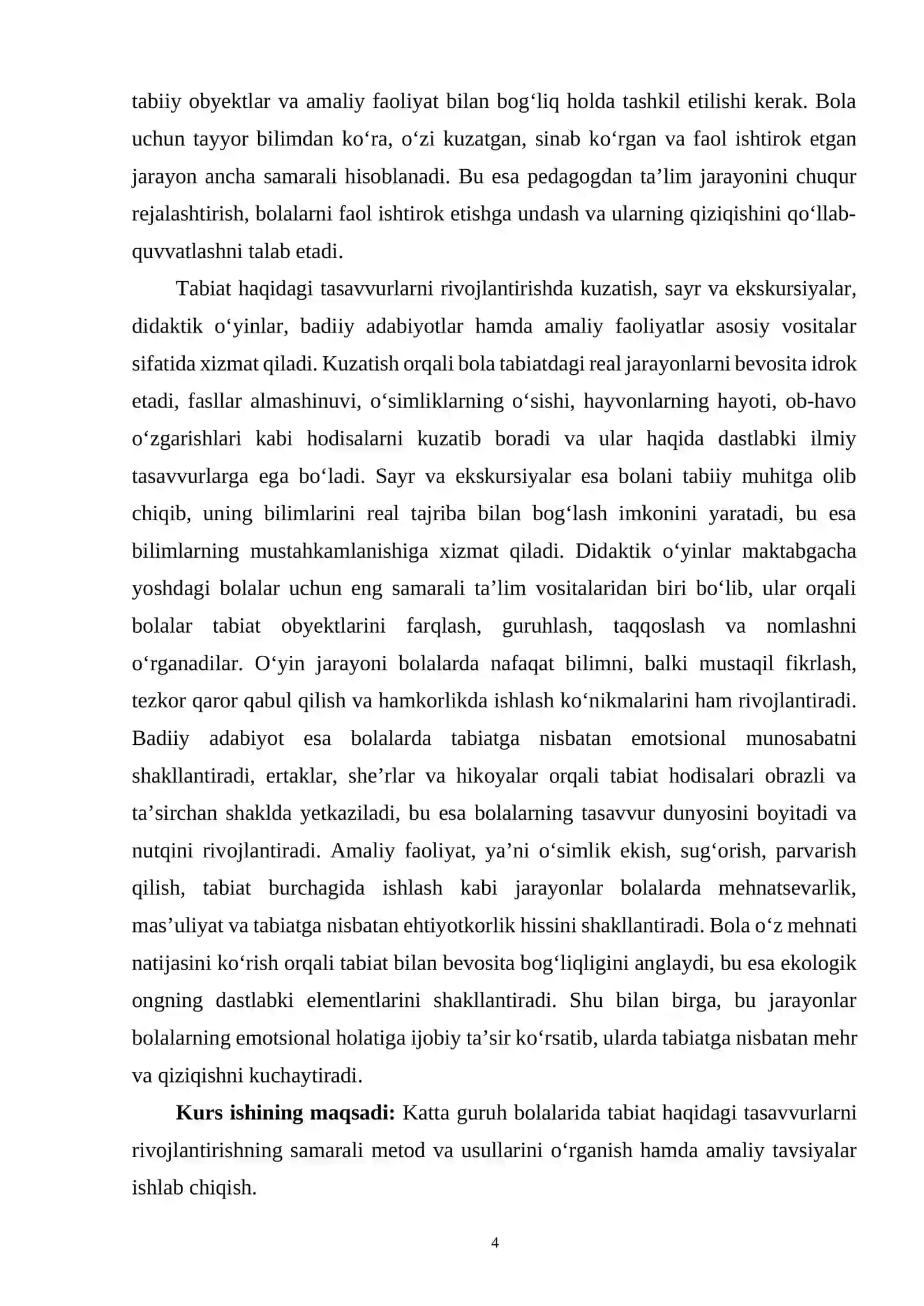 Maktabgacha ta’lim tashkiloti tarbiyalanuvchi katta guruh bolalarida tabiat haqida tasavvurlarni rivojlantirish 4