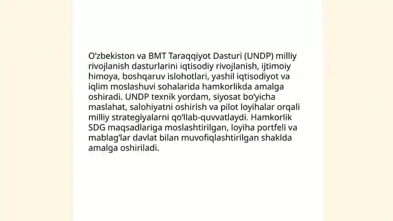 O‘zbekistonning xalqaro tashkilotlar bilan hamkorlik aloqalari 4