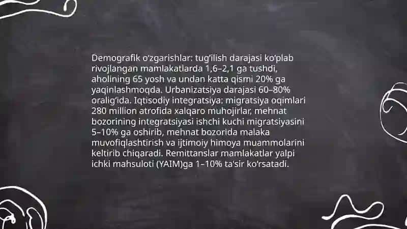 Integratsiya fani: Jahon iqtisodiyoti aholi va ishchi kuchi 4