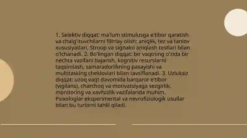 Psixolog olimlarning diqqat va sezgilar haqidagi qarashlari 4