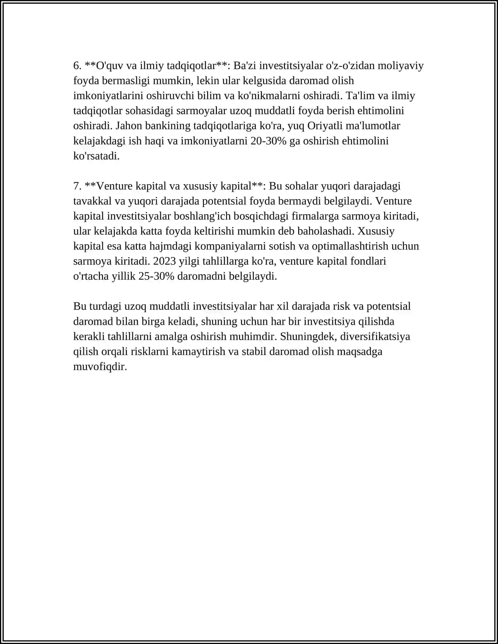 Uzoq muddatli investitsiyalarni baholash 4