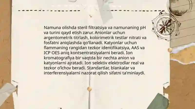 Tuproq va suv namunalarini olish hamda tayyorlash metodlari 4
