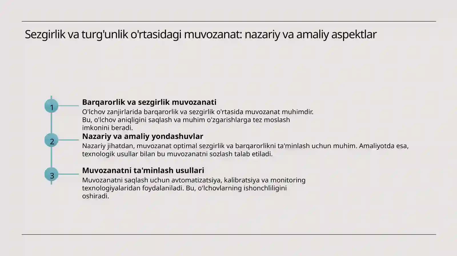 O'lchov zanjirlarining turg'unligi va sezgirligi 4