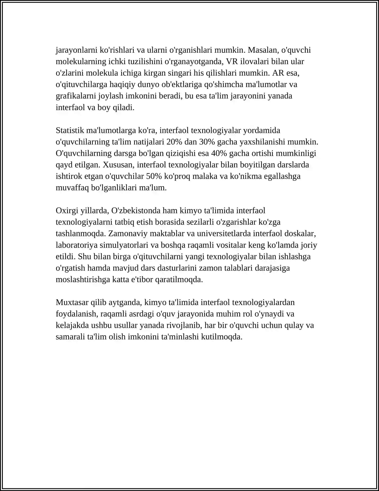 KIMYODA MAVZULARNI OʻQITISHDA INNOVATSION INTERAKTIV OʻQITISH METODLARINI JORIY ETISH 4