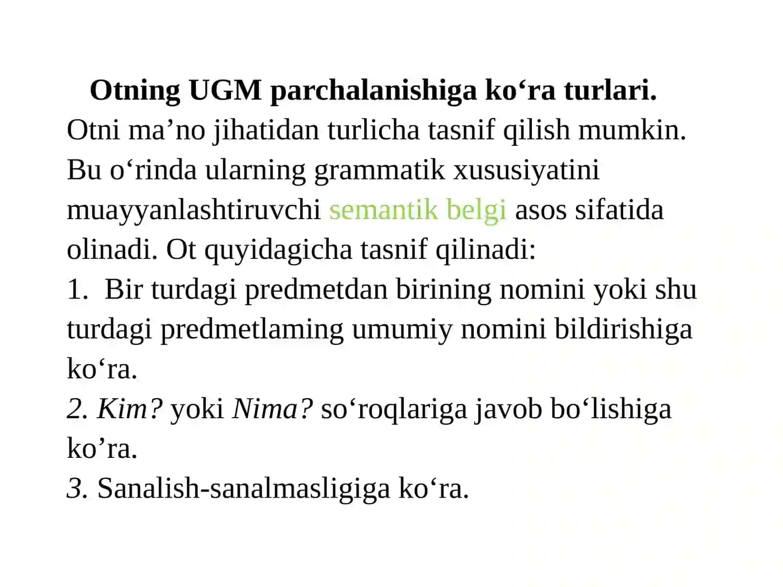 Ot va uning grammatik xususiyatlari va tasniflovchi kategoriyalari 4