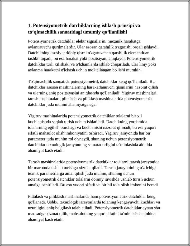 TOQIMACHILIK SANOATI POTENSIOMETRIK VA INDUKTIV DATCHIKLAR 4