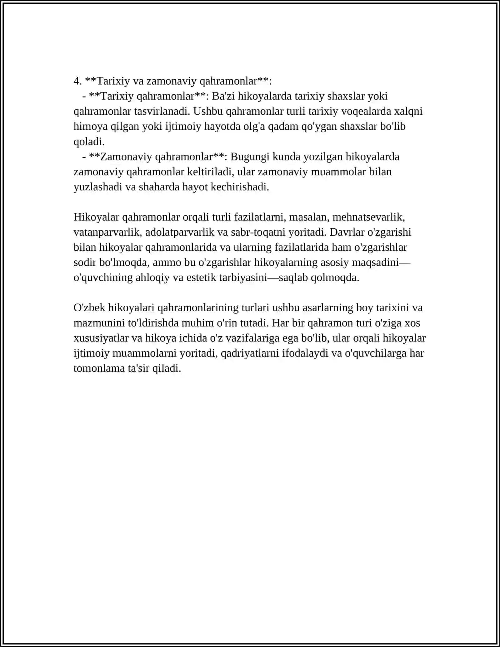 HOZIRGI OʻZBEK HIKOYASIDA QAHRAMON MASALASI 4