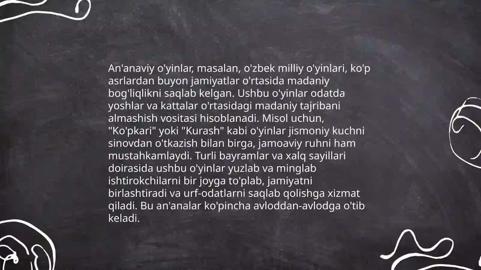 O'zbek xalq o'yinlarining kelib chiqish tarixi va ularning o'tkazish metodları 4