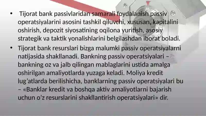 Tijoratbanklarining passiv operatsiyalari 4