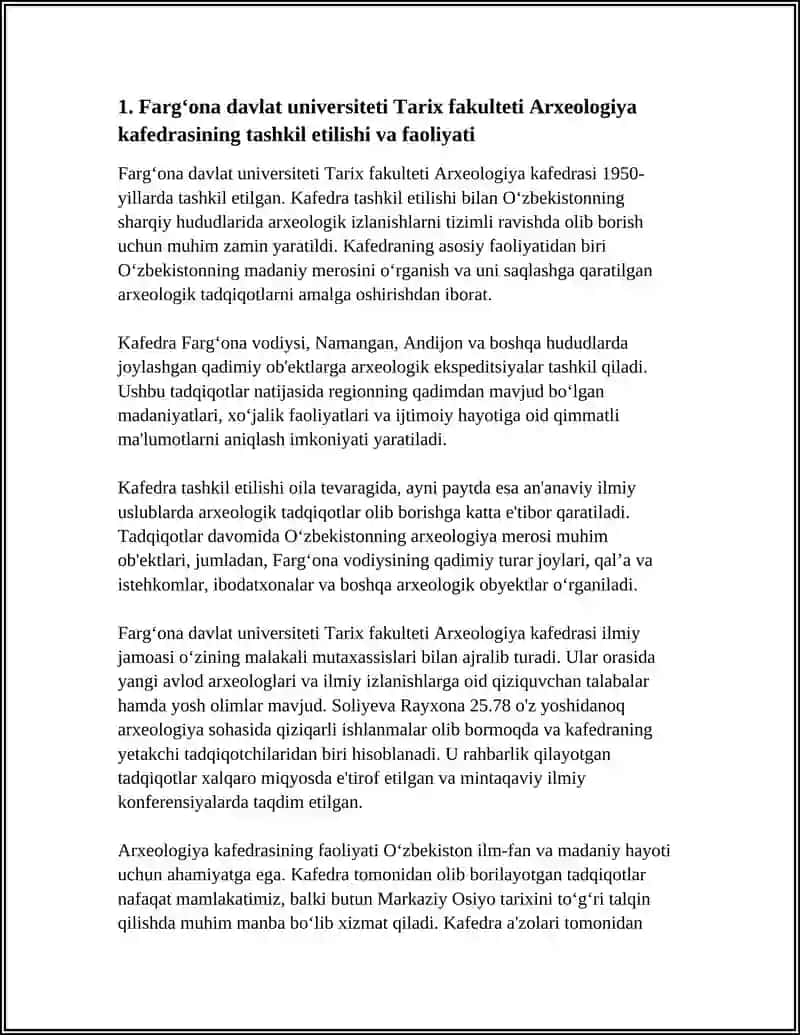 FARGʻONA DAVLAT UNIVERSITETI TARIX FAKULTETI ARXEOLOGIYA KAFEDRASI 4