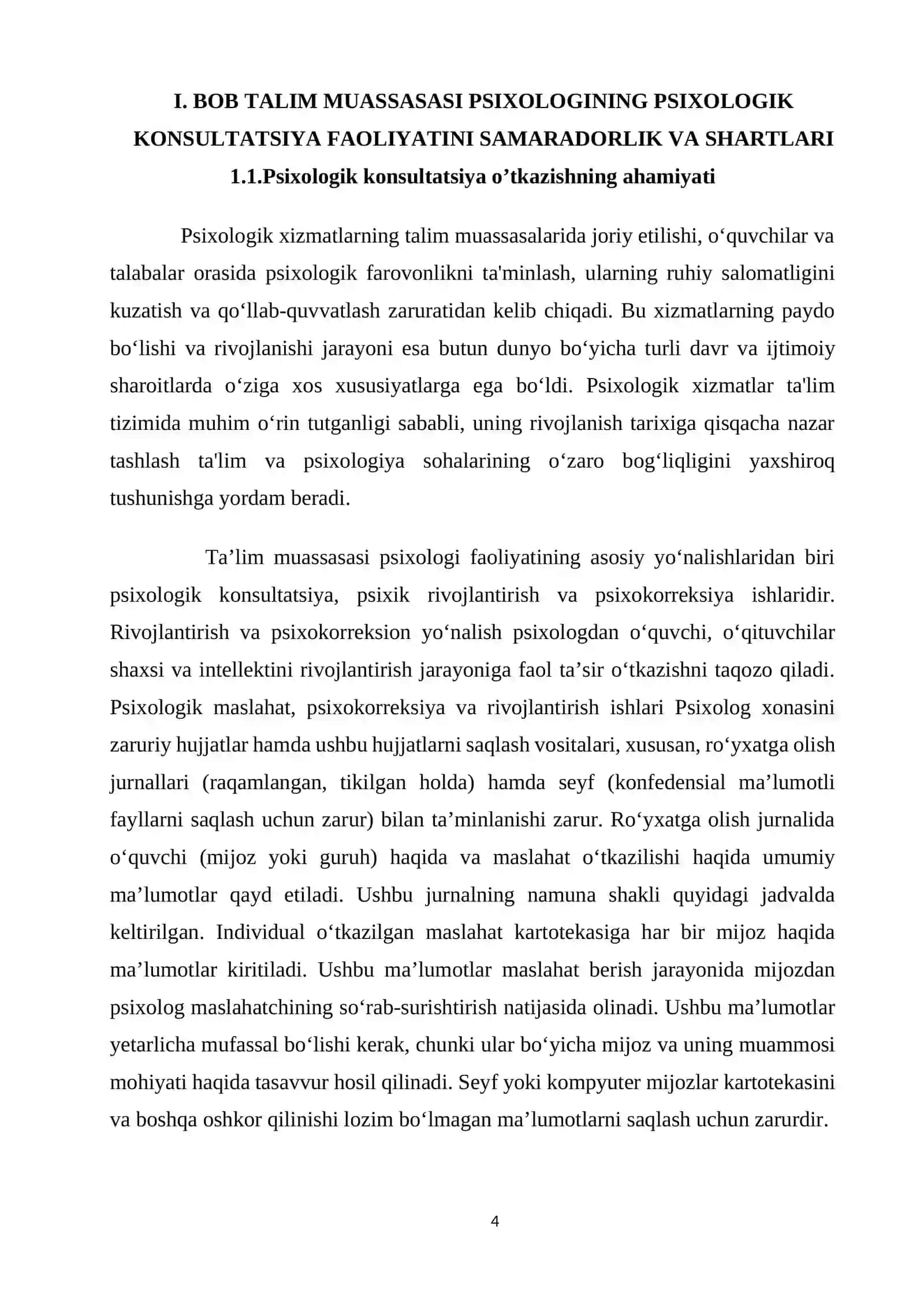 Ta’lim muassasasi psixologining psixologik konsultatsiya faoliyatini samaradorlik va shartlari 4