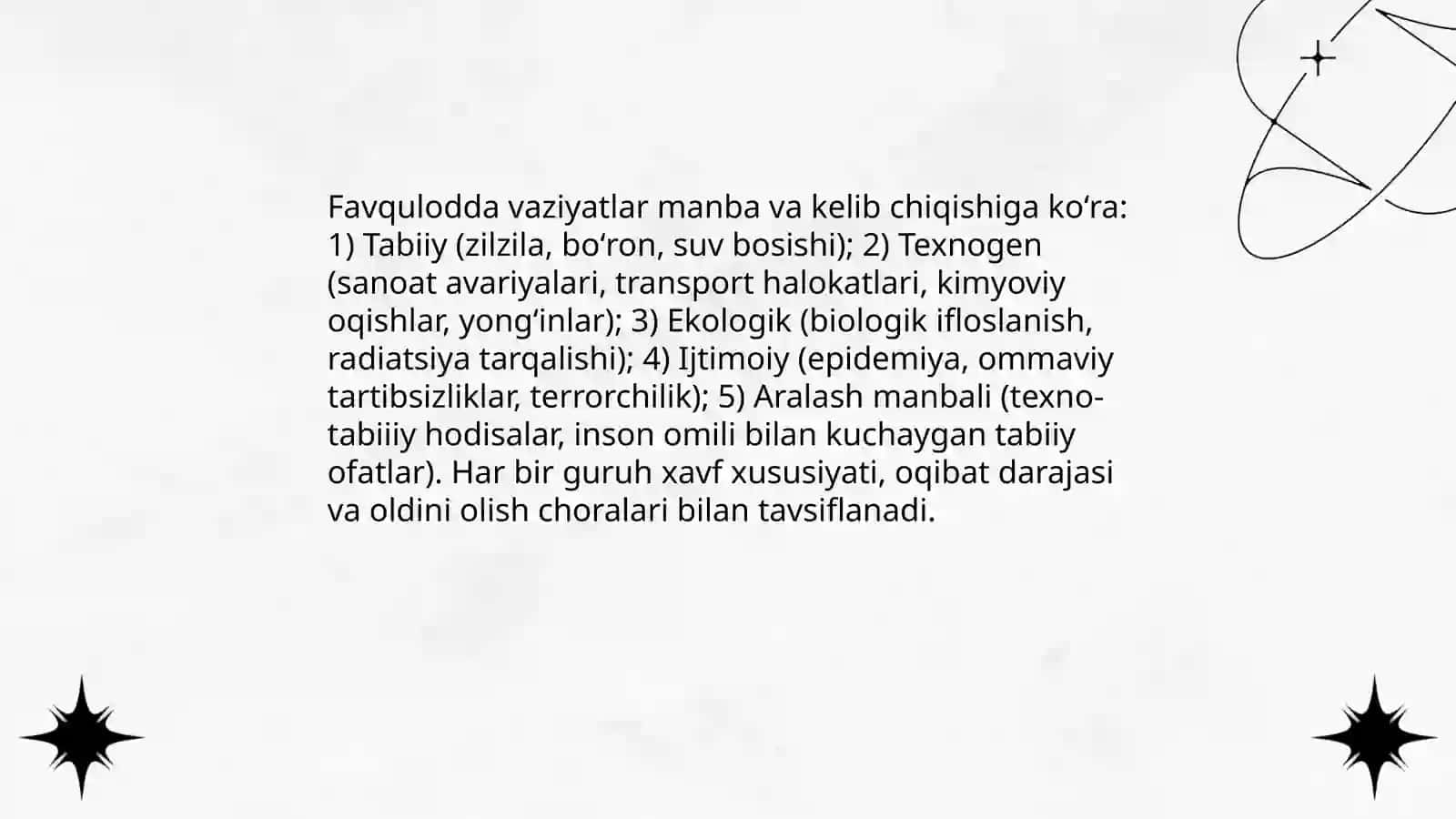 Texnogen ekologik va ijtimoiy tusdagi favqulodda vaziyatlar va ularning qisqacha tasnifi 4