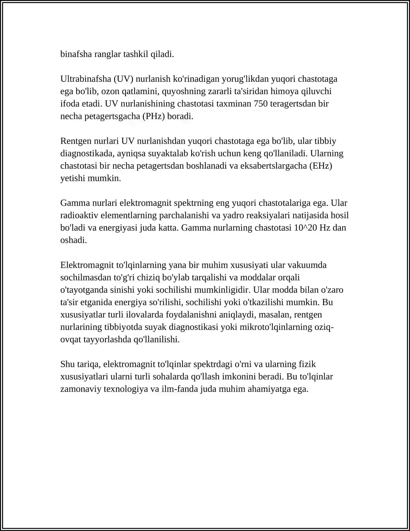 ELEKTROMAGNIT TOʻLQINLAR VA ULARNING METALLURGIYA VA METROLOGIYADA QOʻLLANILISHI 4