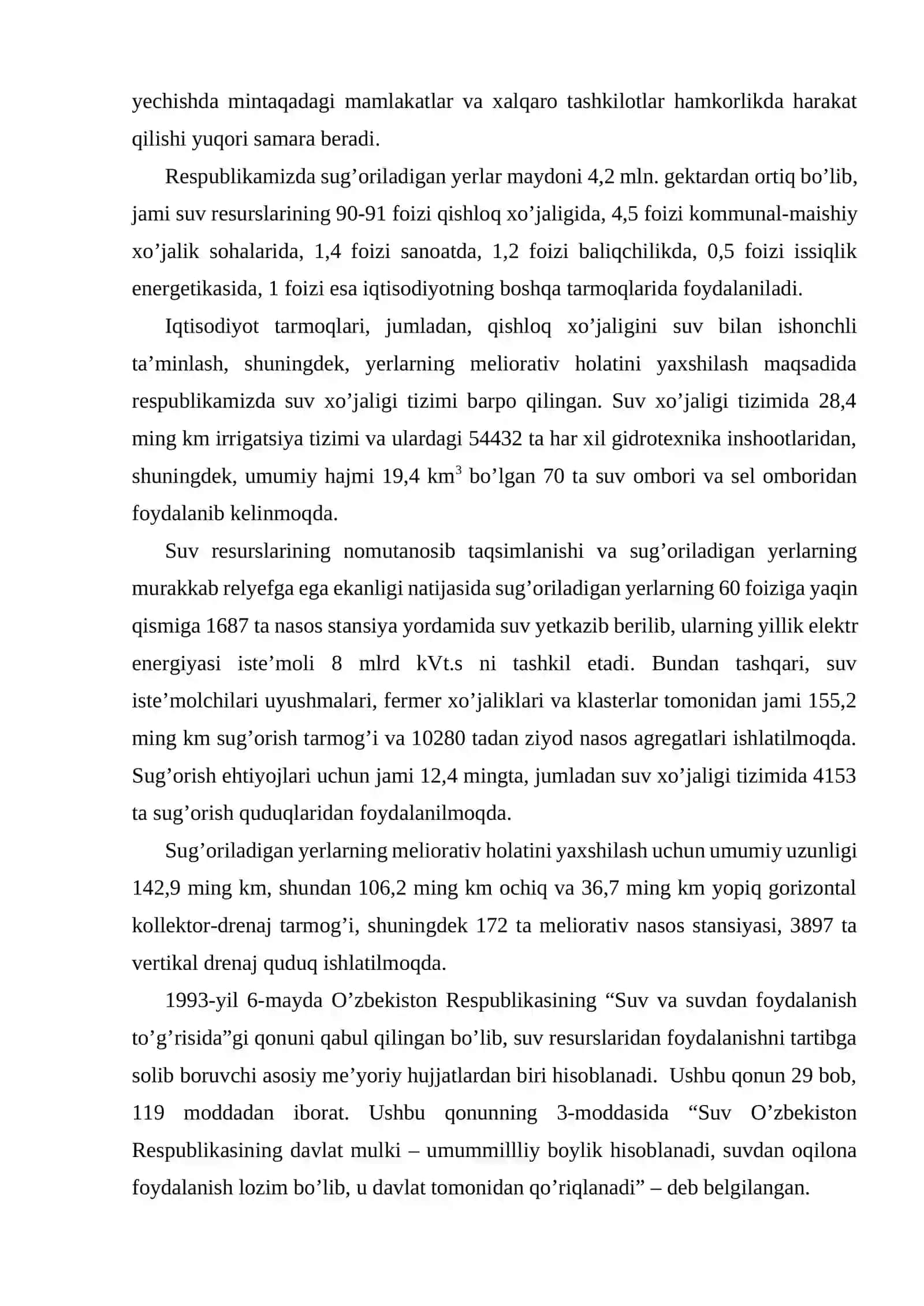 Qishloq xo’jaligida suv resurslari va ulardan foydalanish samaradorligi 4