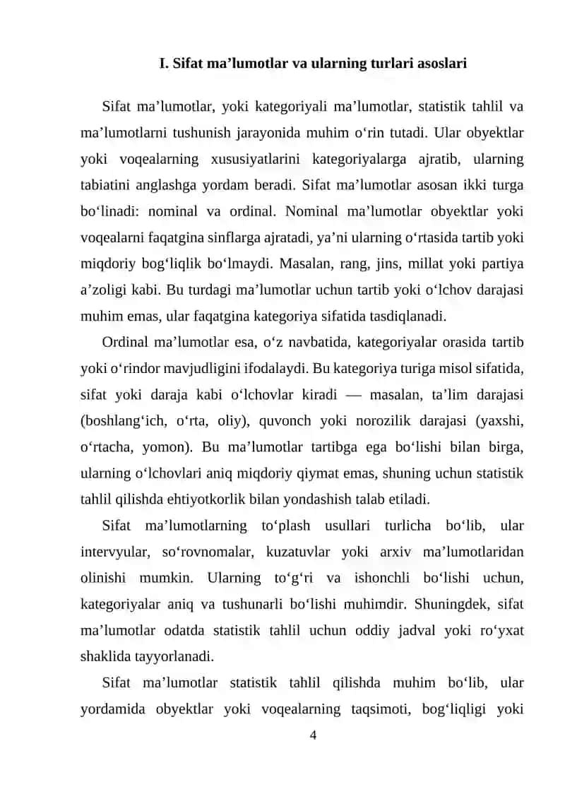 Sifat ma’lumotlar va ularning statistik tahlili 4