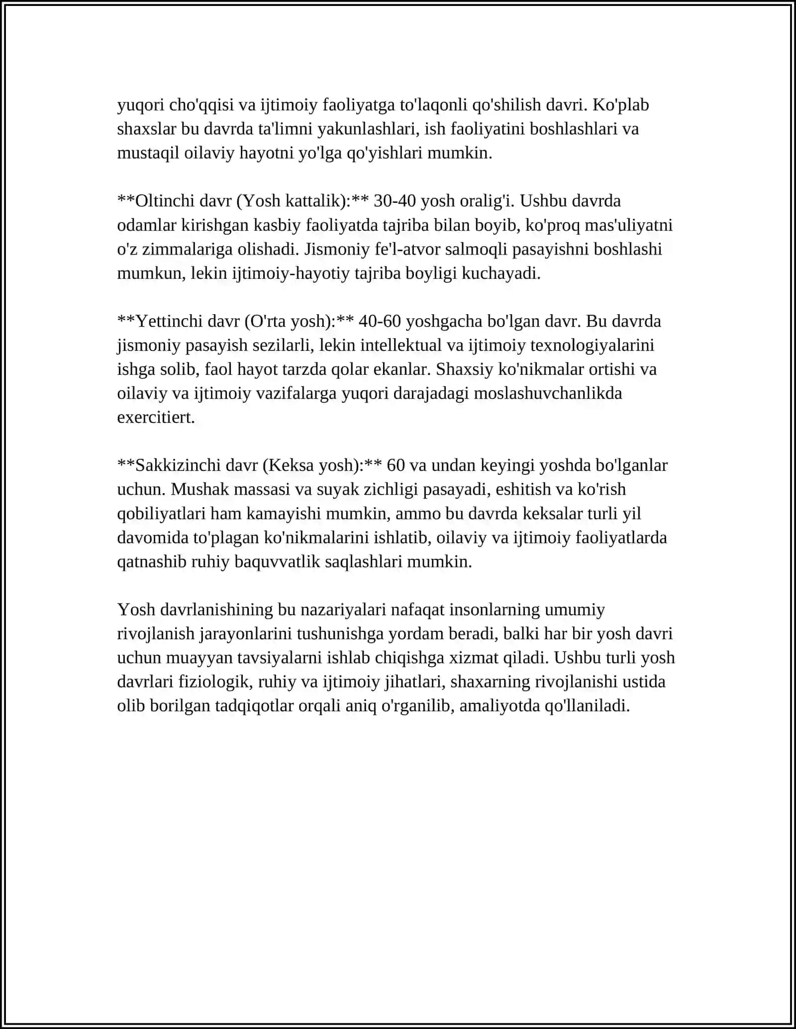 YOSHGA QARAB DAVRLANISH VA UNING KRITERYALARI.KONSTITUTSIYA VA TIBBIYOT AMALIYOTIDAGI AHAMIYATI 4