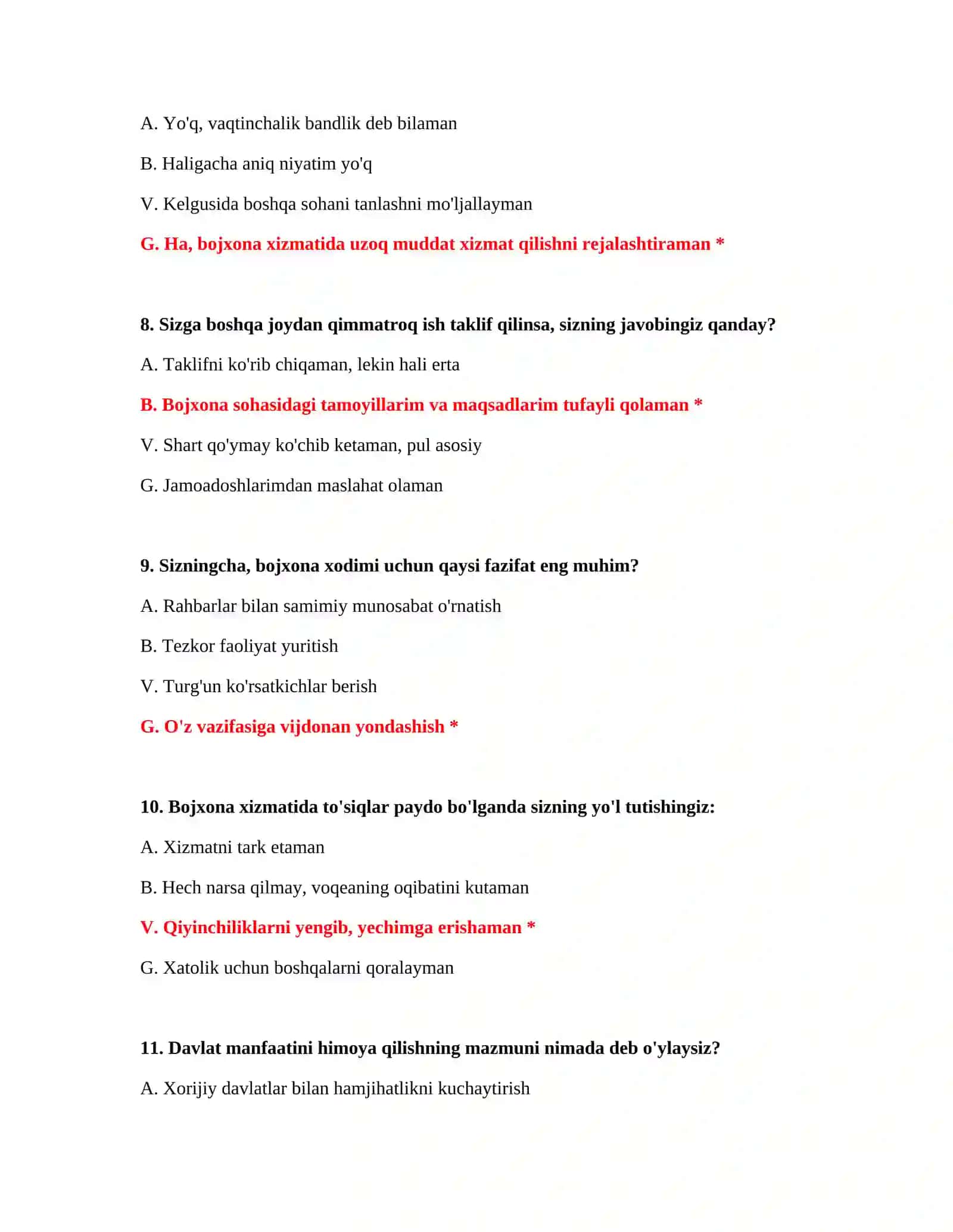 PSIXOLOGIK BAHOLASH VA TO'LIQ SAVOL-JAVOBLAR NAMUNASI 4