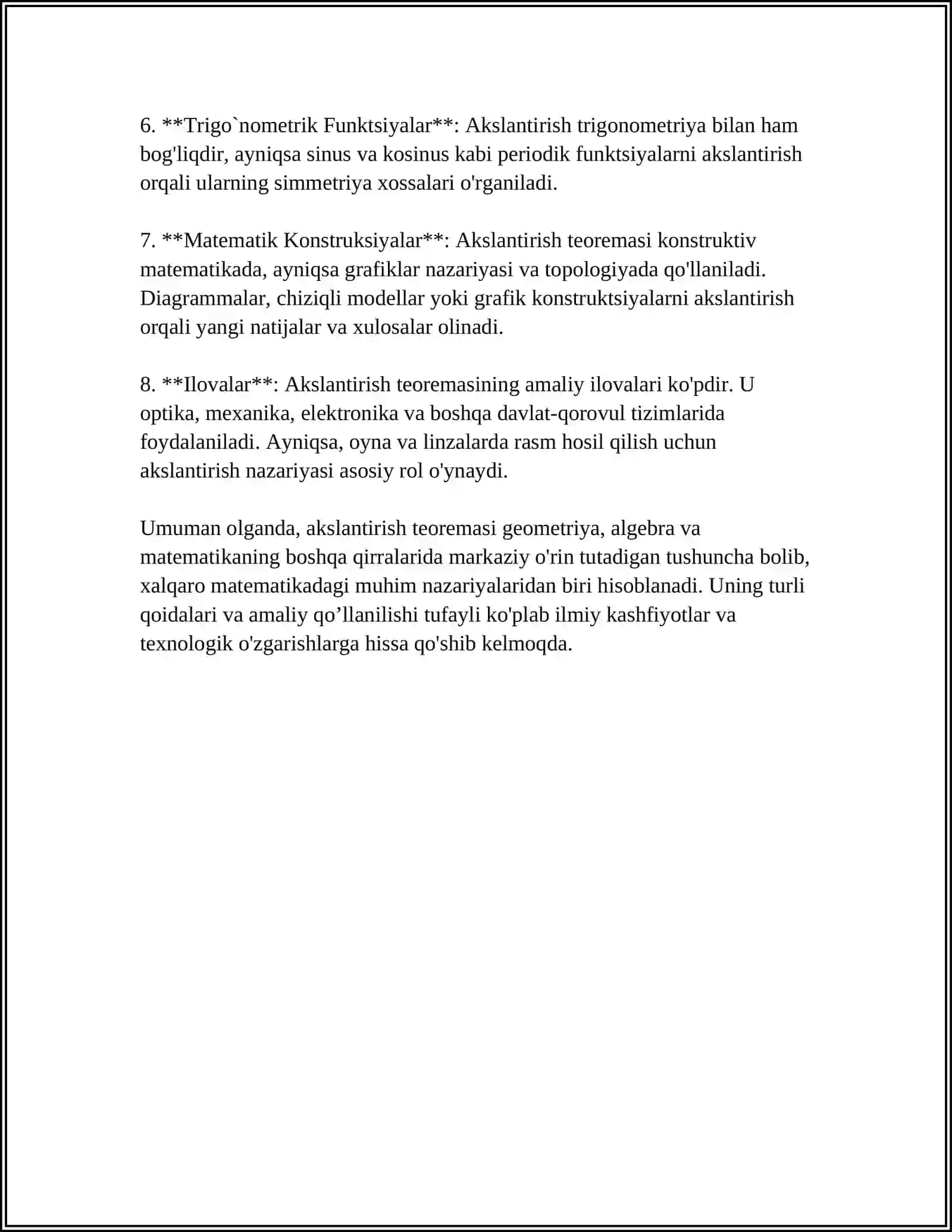 OSHKORMAS AKSLANTIRISH VA TESKARI AKSLANTIRISH HAQIDAGI TEAREMALAR 4