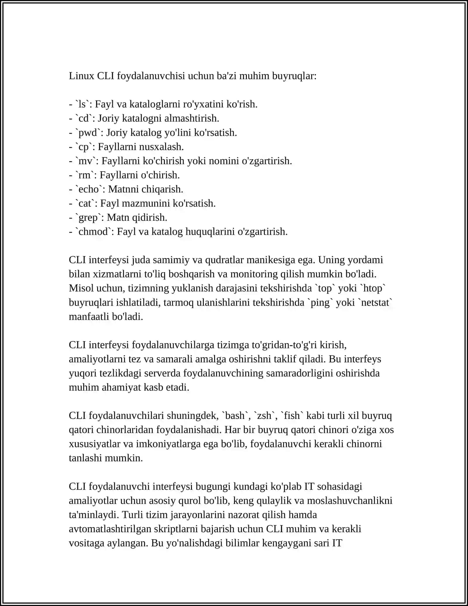 DASTURIY TAʼMINOT BUYRUQLAR QATORI INTERFEYSI BILAN ISHLASH (WINDOWS MISOLIDA) 4