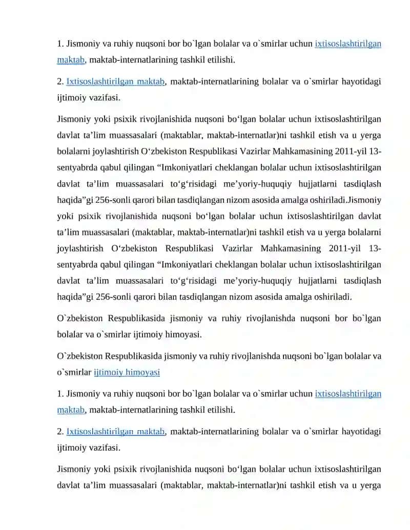 Imkoniyatlari cheklangan bolalar uchun ixtisoslashtirilgan davlat ta’lim muassasalari 4