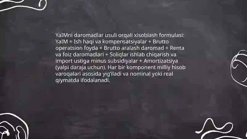 Yalpi ichki mahsulotni xisoblash usullari 4