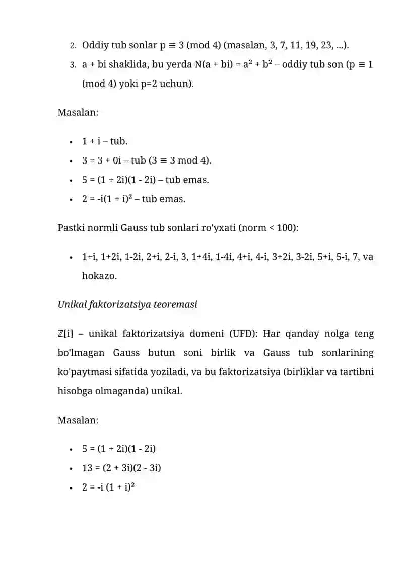 Gauss butun sonlari 4
