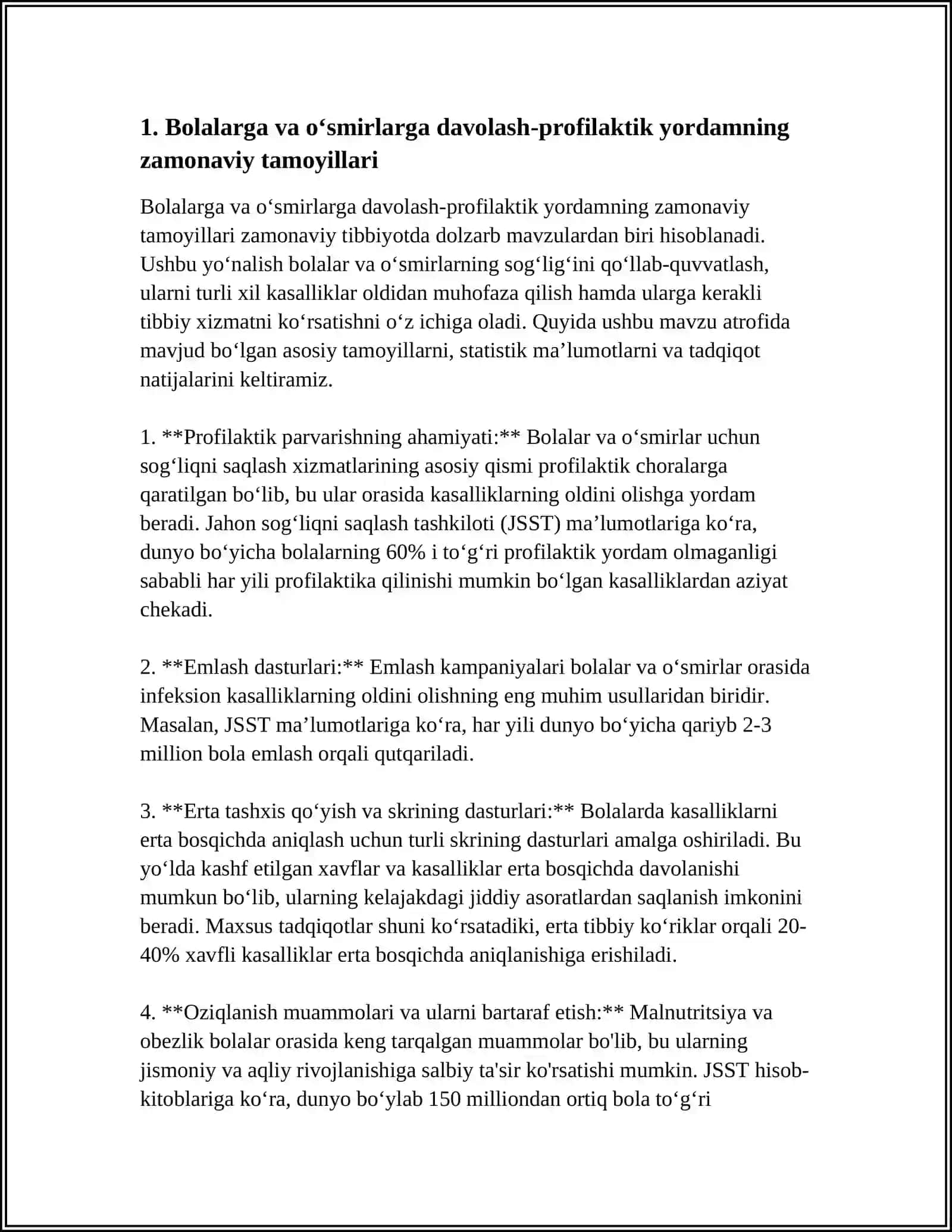 BOLALARGA VA OʻSMIRLARGA DAVOLASH PROFILAKTIK YORDAM 4