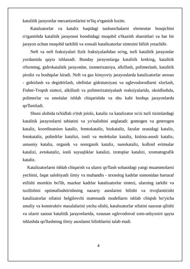 Katalizatorning promotorlari (aktivatorlari) va yoyuvchilar (tashuvchilar) 4