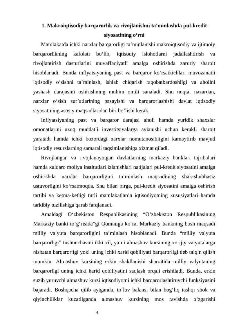 O‘zbekiston Respublikasi pul-kredit siyosati 4