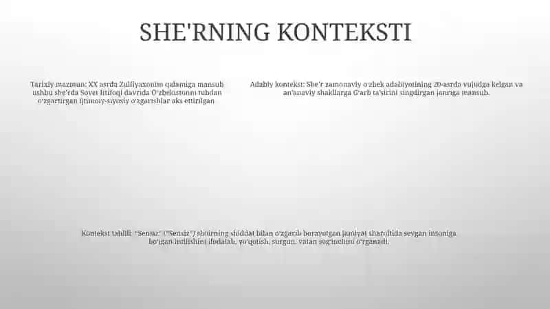 Zulfiyaxonim "Sensiz" She'Ri Tahlili 4